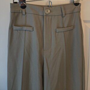 SHEIN Women's Green Straight Leg Dress Pants Front Pleat High Waisted Size XS